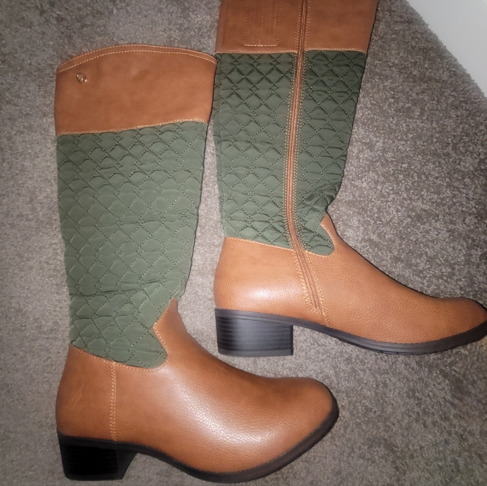 Nautica Brown & Olive Quilted Tall Winter 🥾 boots